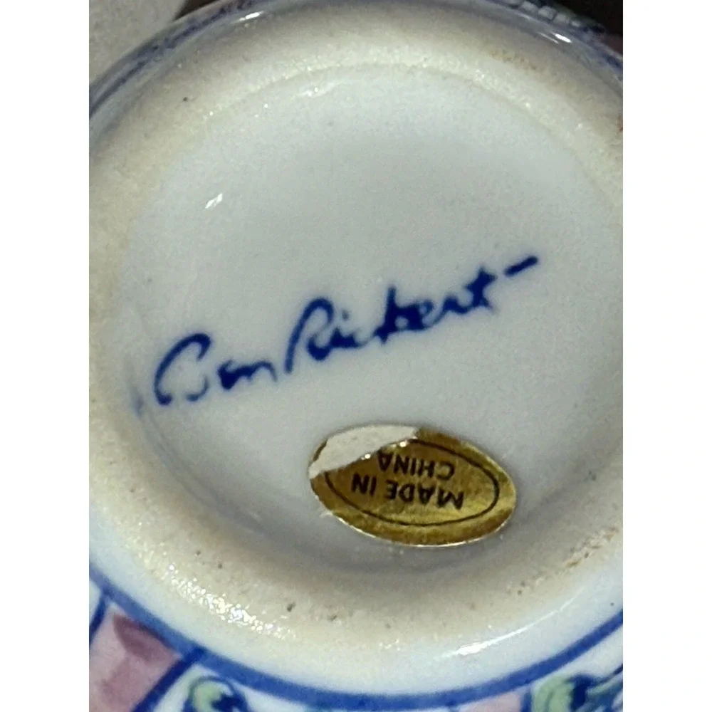 Vtg BEN RICKERT Miniature Teapot with Lid‎ SIGNED Round Shape Asian Style